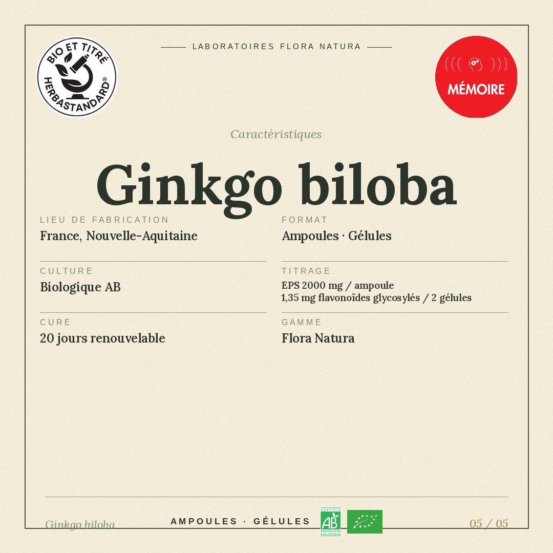Caractéristiques de Ginkgo biloba