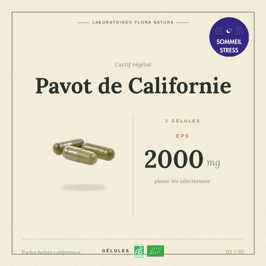 Principe actif de Pavot de Californie