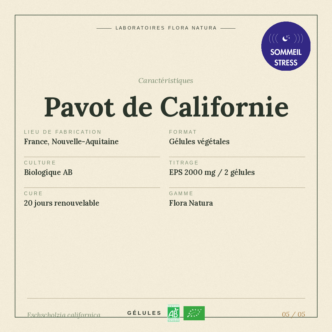 Caractéristiques de Pavot de Californie